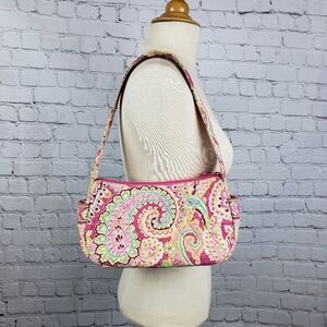 Vera Bradley Pink and Green Paisley Shoulder Bag